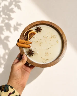 Citrus Spice Candle | 7" Wooden Bowl