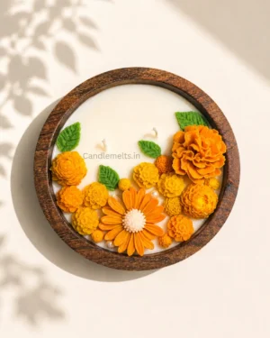 Marigold Bloom | 7" Wooden Bowl